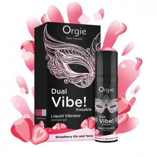 Съедобный жидкий вибратор Dual Vibe! со вкусом клубничного джина с тоником - 15 мл. - ORGIE - купить с доставкой в Жуковском