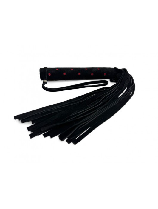 Черная замшевая плеть с красными точками на рукояти Red dot Princess - 43 см. - БДСМ Арсенал - купить с доставкой в Жуковском