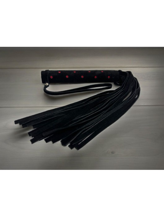 Черная замшевая плеть с красными точками на рукояти Red dot Princess - 43 см. - БДСМ Арсенал - купить с доставкой в Жуковском