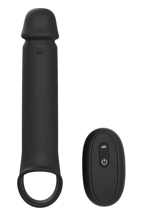 Черная насадка-удлинитель с вибрацией Vibrating Extender With Remote - Dream Toys - в Жуковском купить с доставкой