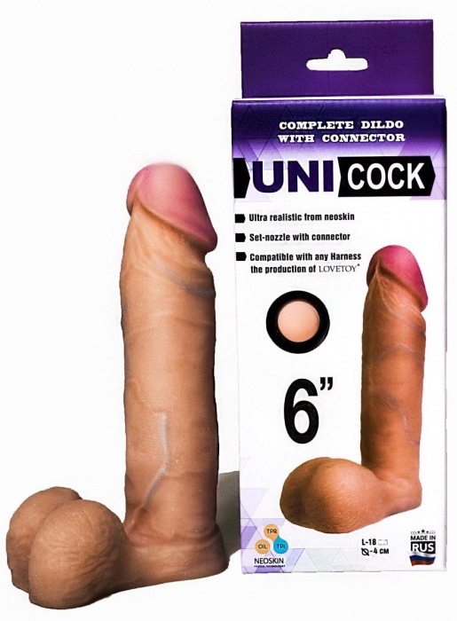 Насадка для страпона фаллической формы UNICOCK 6  - 18 см. - LOVETOY (А-Полимер) - купить с доставкой в Жуковском