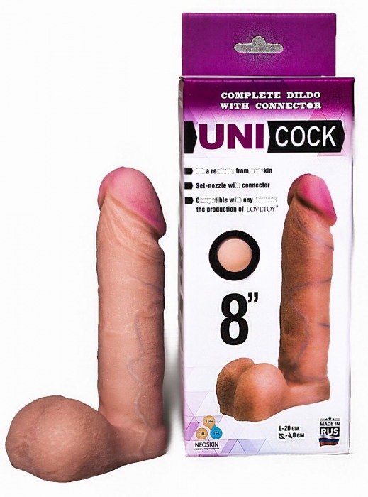 Фаллическая насадка для страпона UNICOCK 8  - 20 см. - LOVETOY (А-Полимер) - купить с доставкой в Жуковском