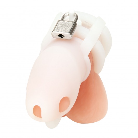 Белая клетка для пениса Silicone Small 2 in Cock Cage With Ball Divider - BlueLine - купить с доставкой в Жуковском