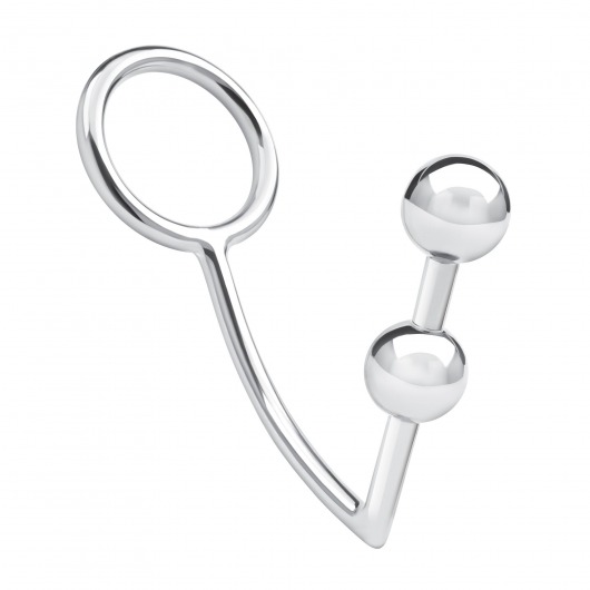 Кольцо на пенис с анальным стимулятором Two Bead Stainless Steel Anal Hook   Cock Ring - BlueLine - в Жуковском купить с доставкой