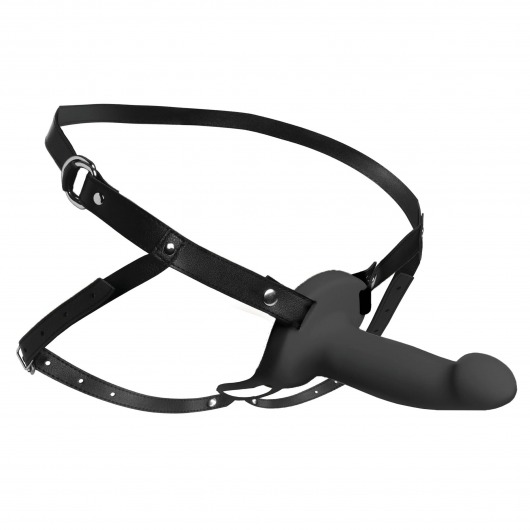 Черный полый страпон с вибрацией 2’’ Erection 28X Smooth Vibrating Silicone Penis Sheath - XR Brands - купить с доставкой в Жуковском