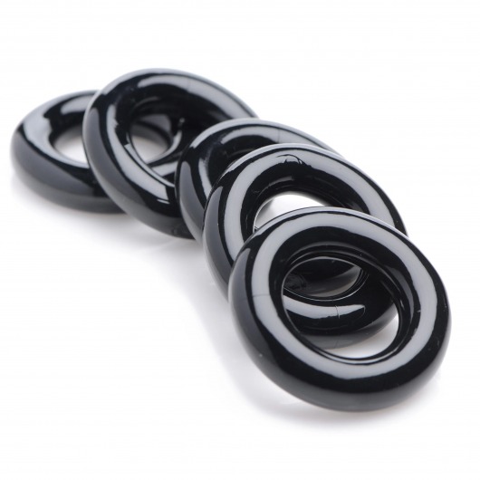 Комплект из 5 черных эрекционных колец для мошонки Ring Master Custom Ball Stretcher Kit - XR Brands - в Жуковском купить с доставкой