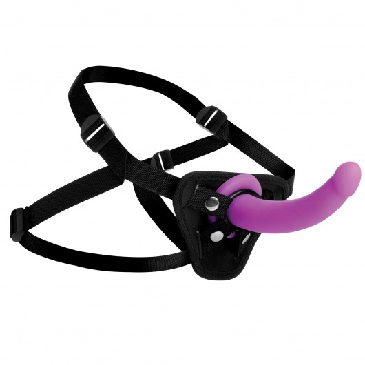 Лиловый поясной страпон Navigator Silicone G-Spot Dildo with Harness - 17,8 см. - XR Brands - купить с доставкой в Жуковском