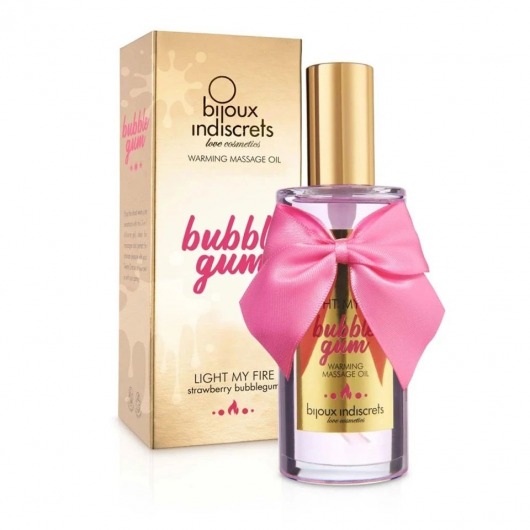 Разогревающее массажное масло Light My Fire Bubble Gum с ароматом бабл-гам - 100 мл. - Bijoux Indiscrets - купить с доставкой в Жуковском