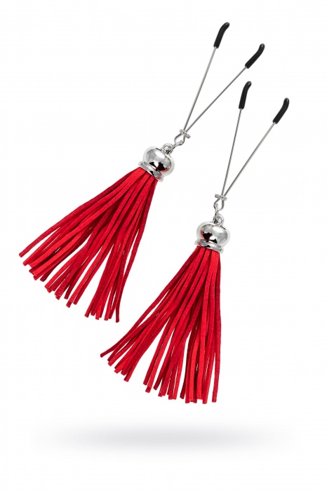 Зажимы на соски «Вилки» с красными кисточками из замши - Pecado - купить с доставкой в Жуковском