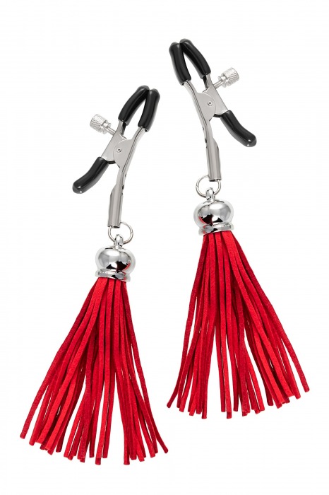 Зажимы на соски «Прищепки» с красными кисточками из замши - Pecado - купить с доставкой в Жуковском