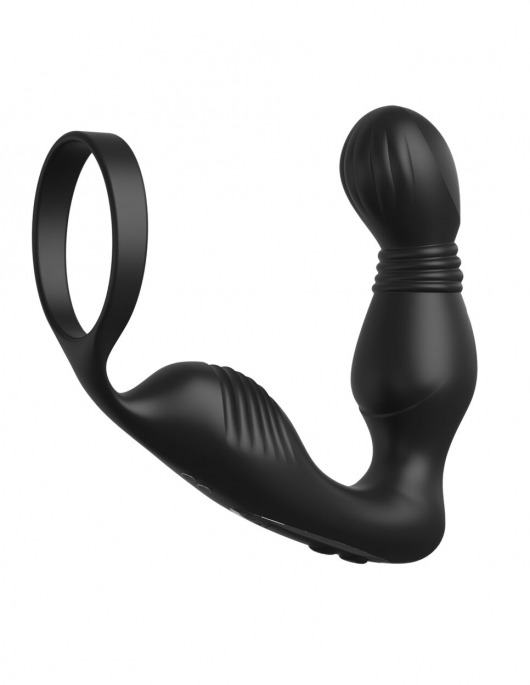 Черный вибростимулятор простаты с эрекционным кольцом Ass-Gasm Pro P-Spot Milker - Pipedream - в Жуковском купить с доставкой
