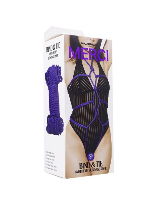 Фиолетовая верёвка для связывания и фиксации Bind Tie - 15,24 м. - Doc Johnson - купить с доставкой в Жуковском