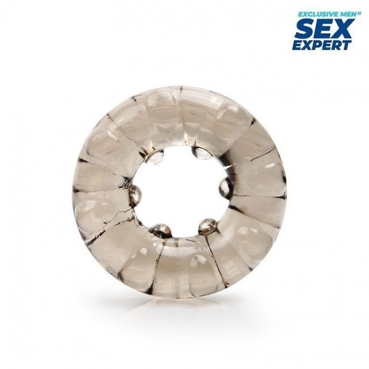 Дымчатое эрекционное кольцо с шишечками на внутренней части - Sex Expert - в Жуковском купить с доставкой
