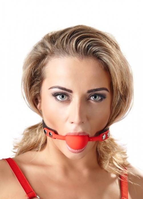 Силиконовый кляп-шар на чёрных ремешках Red Gag silicone - Orion - купить с доставкой в Жуковском