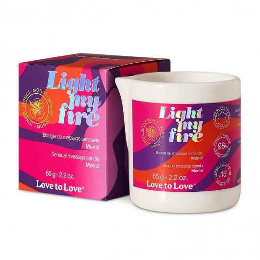 Массажная свеча Light My Fire с ароматом моной - 80 мл. - Love to Love - купить с доставкой в Жуковском