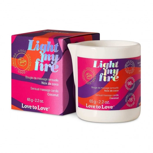 Массажная свеча Light My Fire Coconut с ароматом кокоса - 65 гр. - Love to Love - купить с доставкой в Жуковском