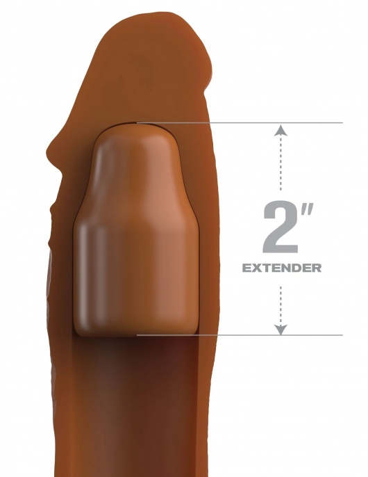 Коричневая насадка на член 2  Silicone X-tension - 20,3 см. - Pipedream - в Жуковском купить с доставкой