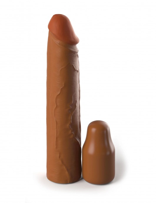 Коричневая насадка на член 2  Silicone X-tension - 20,3 см. - Pipedream - в Жуковском купить с доставкой
