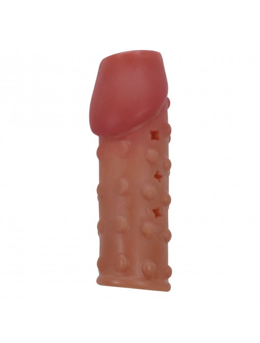 Телесная открытая насадка на пенис с бугорками - 19,8 см. - Baile - в Жуковском купить с доставкой