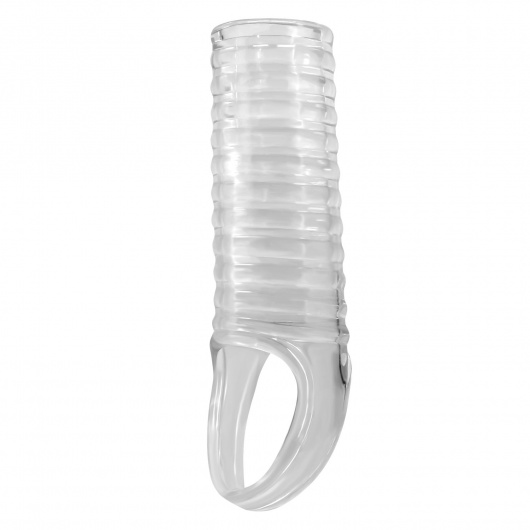Прозрачная насадка на пенис с ребрышками и подхватом мошонки - Baile - в Жуковском купить с доставкой