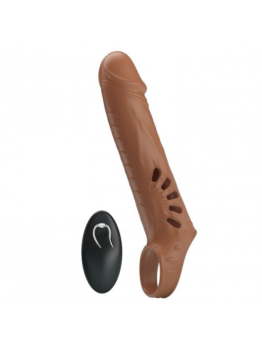 Коричневая вибронасадка с подхватом мошонки и пультом ДУ - Baile - в Жуковском купить с доставкой