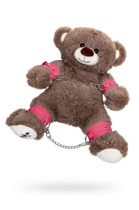 Бондажный набор: бурый мишка с розовыми оковами и наручниками - Pecado - купить с доставкой в Жуковском