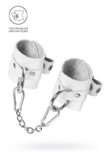 Белые мягкие кожаные наручники с люверсами - Pecado - купить с доставкой в Жуковском