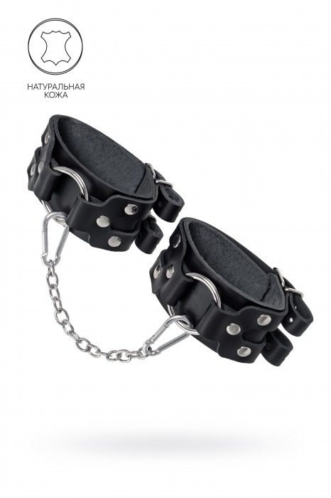 Черные кожаные оковы с двумя ремешками - Pecado - купить с доставкой в Жуковском