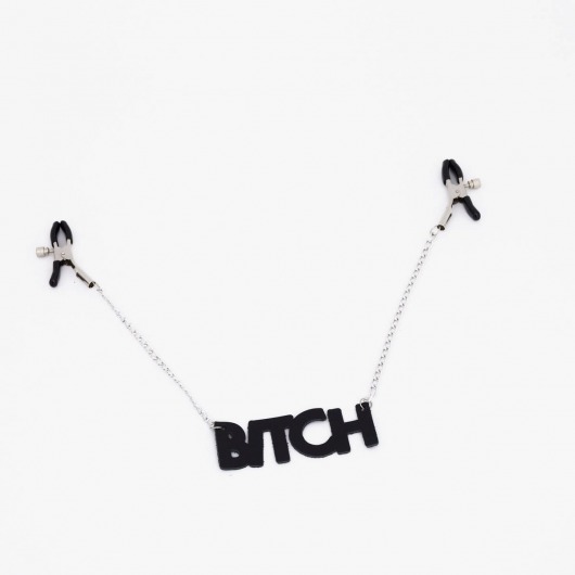 Зажимы на соски с кожаной подвеской Bitch - Crazy Handmade - купить с доставкой в Жуковском