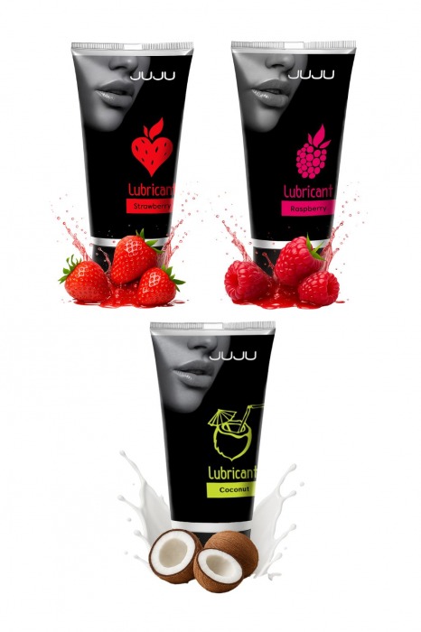 Набор из 3 съедобных лубрикантов JUJU (клубника, малина, кокос) - JuJu - купить с доставкой в Жуковском