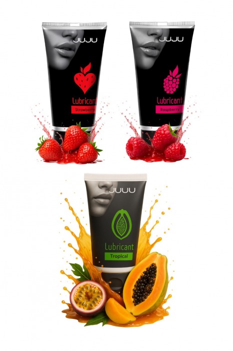 Набор из 3 съедобных лубрикантов JUJU (клубника, малина, тропические фрукты) - JuJu - купить с доставкой в Жуковском