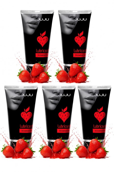 Набор из 5 съедобных лубрикантов JUJU со вкусом клубники - JuJu - купить с доставкой в Жуковском