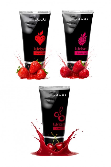 Набор из 3 съедобных лубрикантов JUJU (клубника, малина, вишня) - JuJu - купить с доставкой в Жуковском