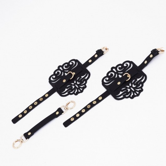 Черный фигурные оковы с золотистой фурнитурой - Crazy Handmade - купить с доставкой в Жуковском