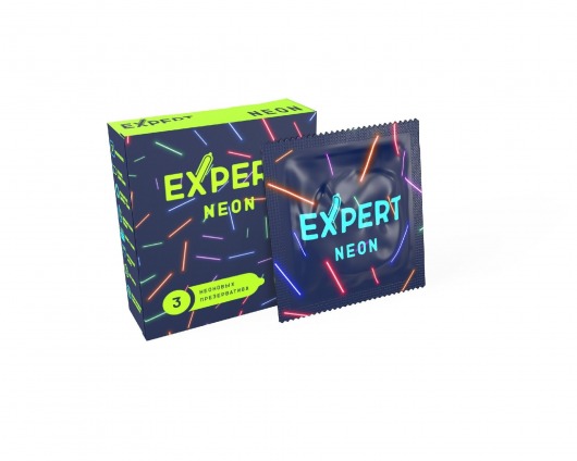 Светящиеся в темноте презервативы Expert Neon - 3 шт. - Expert - купить с доставкой в Жуковском