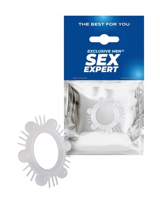 Эластичное эрекционное кольцо с шипиками и шариками - Sex Expert - в Жуковском купить с доставкой