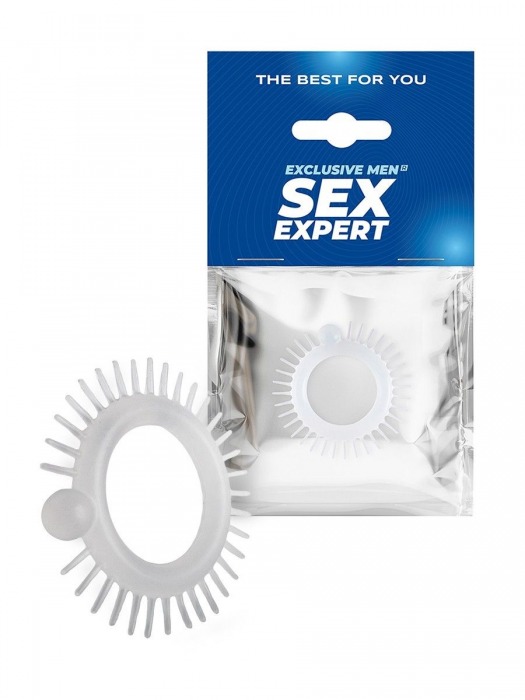 Эластичное эрекционное кольцо с шипиками и шариком - Sex Expert - в Жуковском купить с доставкой