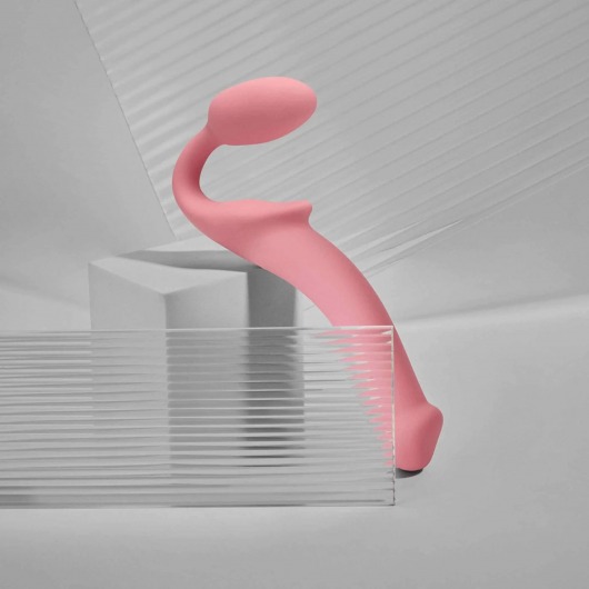 Розовый безремневой страпон Strap-on-me Semi-Realistic Bendable Strap-On size XL - Strap-on-me - купить с доставкой в Жуковском