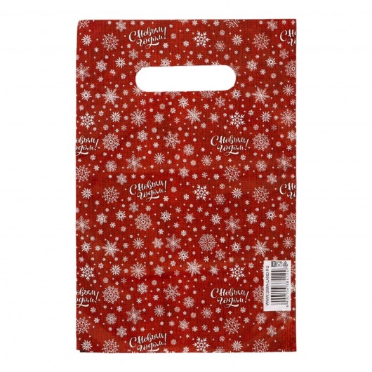 Красный подарочный новогодний пакет с вырубной ручкой (20х30 см) - Сима-Ленд - купить с доставкой в Жуковском