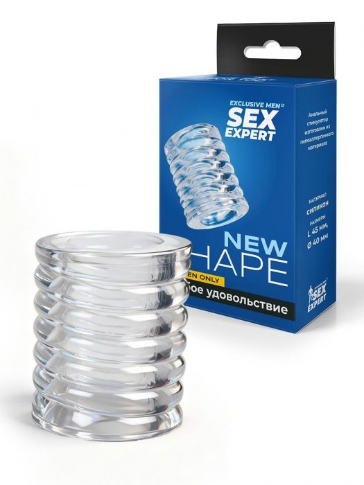 Прозрачная сквозная насадка на пенис с ребрышками - Sex Expert - в Жуковском купить с доставкой