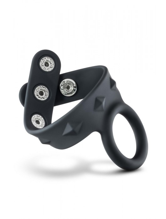 Черное эрекционное кольцо с подхватом мошонки на кнопках VS6 - Blush Novelties - в Жуковском купить с доставкой