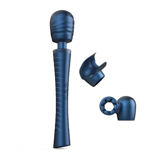Синий вибромассажёр с насадками Man.wand Edgy - Manwan - в Жуковском купить с доставкой