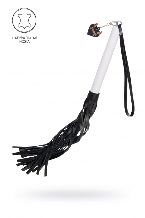 Плеть с белой рукоятью и чёрными хлыстами - 50 см. - Pecado - купить с доставкой в Жуковском