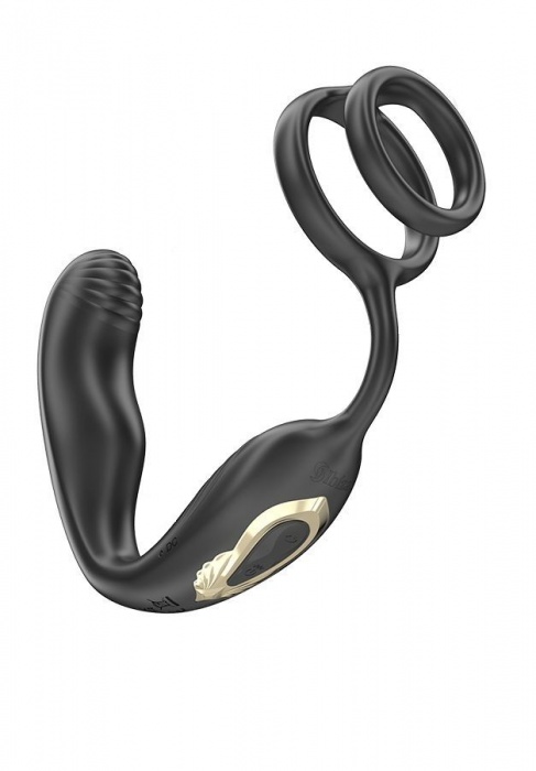 Черная анальная пробка с вращением и эрекционными кольцами - Ibiza - в Жуковском купить с доставкой