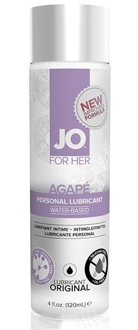 Женский лубрикант на водной основе JO AGAPE LUBRICANT ORIGINAL - 120 мл. - System JO - купить с доставкой в Жуковском
