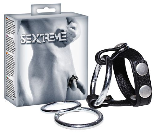 Подхват для мошонки с 3 съемными эрекционными кольцами Leder-Riemen - Orion - в Жуковском купить с доставкой