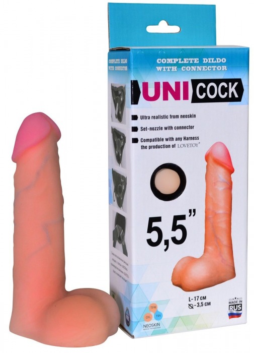 Фаллическая насадка Харнесс UNICOCK 5,5  - 17 см. - LOVETOY (А-Полимер) - купить с доставкой в Жуковском