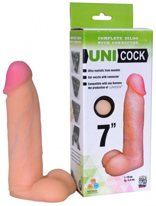 Фаллическая насадка Харнесс UNICOCK 7  - 19 см. - LOVETOY (А-Полимер) - купить с доставкой в Жуковском