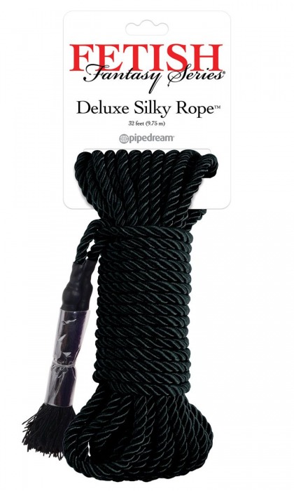 Черная веревка для фиксации Deluxe Silky Rope - 9,75 м. - Pipedream - купить с доставкой в Жуковском