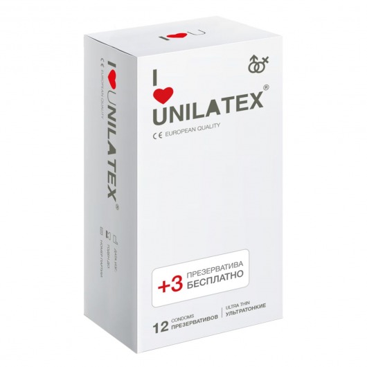 Ультратонкие презервативы Unilatex Ultra Thin - 12 шт. + 3 шт. в подарок - Unilatex - купить с доставкой в Жуковском